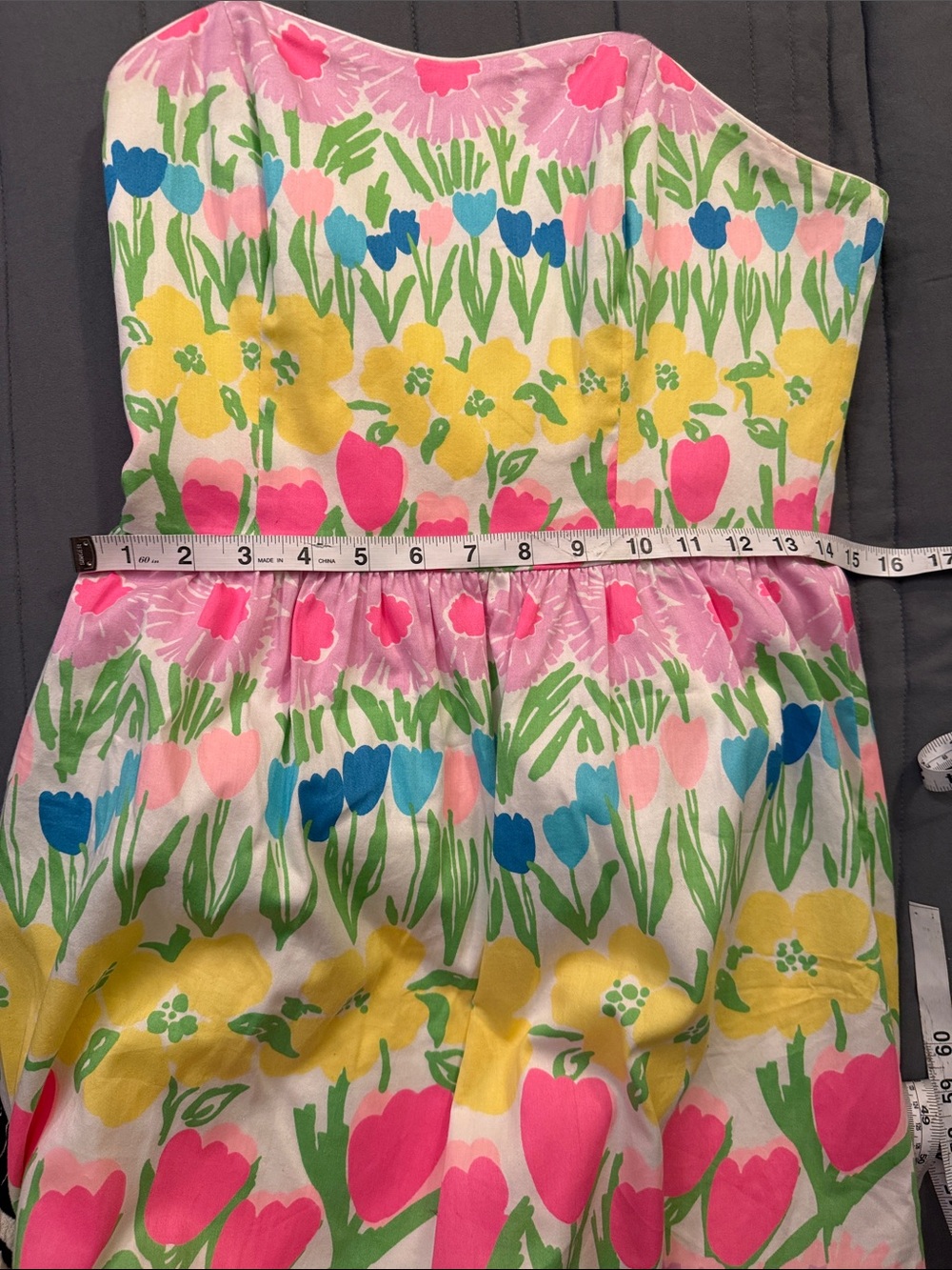 Lilly Pulitzer Strapless Floral Sundress in Pink, Yellow & Blue - Picture 7 of 11